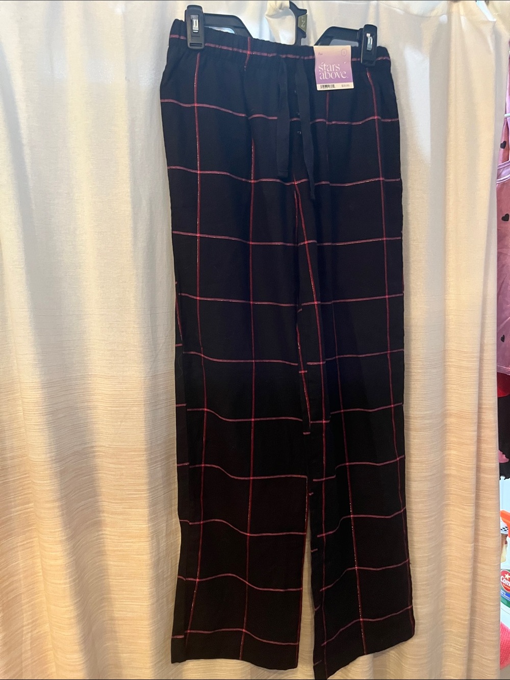 Stars Above Black plaid pajama pants with slight sparkle